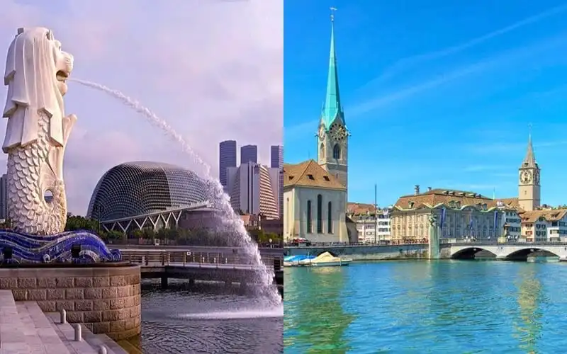 Singapore and Zurich cityscapes with iconic landmarks and waterfront views. Channel i News - চ্যানেল আই নিউজ