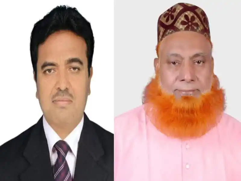 নির্বাচনী প্রচারণায় অংশ নেওয়া দুই ব্যক্তি, একজন আধুনিক পোশাক পরা, অন্যজন ঐতিহ্যবাহী পাগড়ি পরা. Channel i News - চ্যানেল আই নিউজ