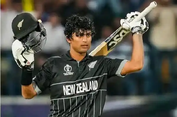 নিউজিল্যান্ডের ক্রিকেটার রাচীন ব্যাট হাতে উল্লাস প্রকাশ করছেন. Channel i News - চ্যানেল আই নিউজ