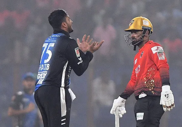 Cricket players arguing on the field during a match in Bangladesh. Channel i News - চ্যানেল আই নিউজ