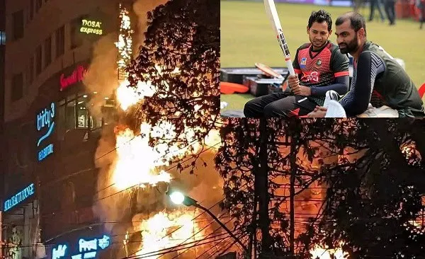 অগ্নিকাণ্ডের দৃশ্য ও ক্রিকেটারদের সাক্ষাৎকার. Channel i News - চ্যানেল আই নিউজ