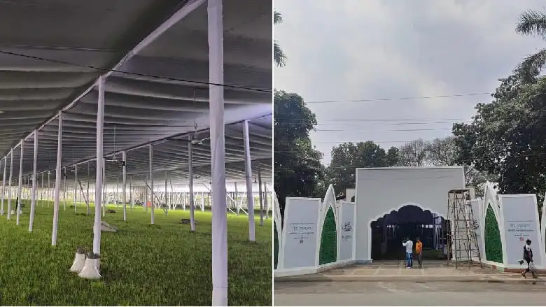 প্রস্তুত ঈদের জামাতের জন্য মসজিদের প্রবেশদ্বার ও মাঠ. Channel i News - চ্যানেল আই নিউজ