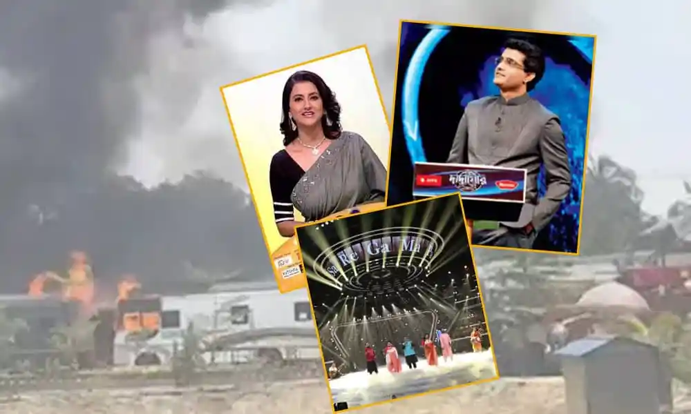 শুটিং সেটে আগুনের ঘটনা, দাদাগিরি ও সারেগামাপার দৃশ্য. Channel i News - চ্যানেল আই নিউজ