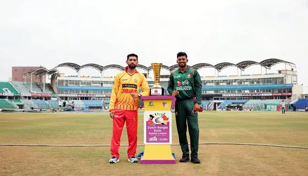 বাংলাদেশ ও শ্রীলঙ্কার ক্রিকেটাররা ট্রফির সাথে দাঁড়িয়ে. Channel i News - চ্যানেল আই নিউজ