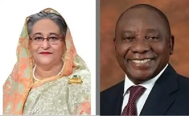 বাংলাদেশের প্রধানমন্ত্রী ও সাউথ আফ্রিকার প্রেসিডেন্টের ছবি. Channel i News - চ্যানেল আই নিউজ