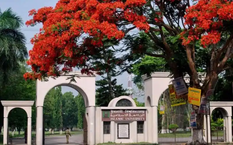 ইসলামিক বিশ্ববিদ্যালয়ের গেটের সামনে বড় গাছের ছায়ায় সুন্দর দৃশ্য. Channel i News - চ্যানেল আই নিউজ
