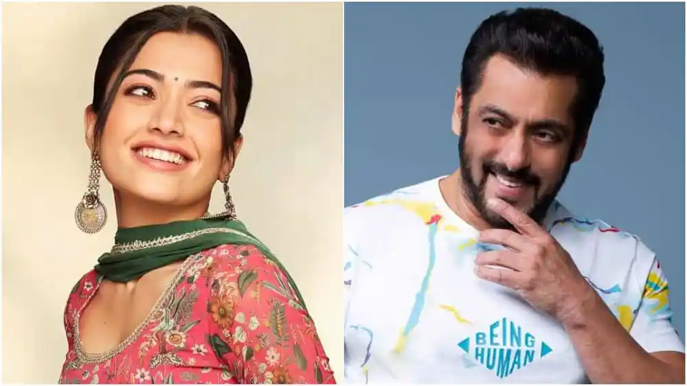 সালমান ও রাশমিকা হাস্যোজ্জ্বল মুখে ছবি তুলেছেন. Channel i News - চ্যানেল আই নিউজ