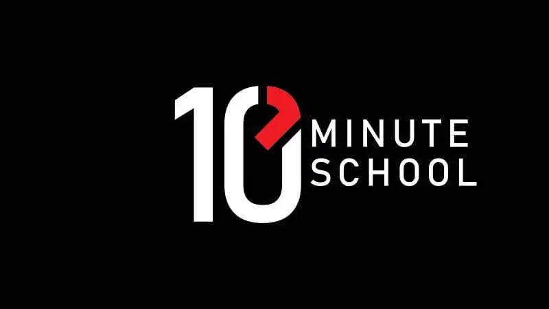 10 Minute School logo with a red clock hand and white text on black background. Channel i News - চ্যানেল আই নিউজ