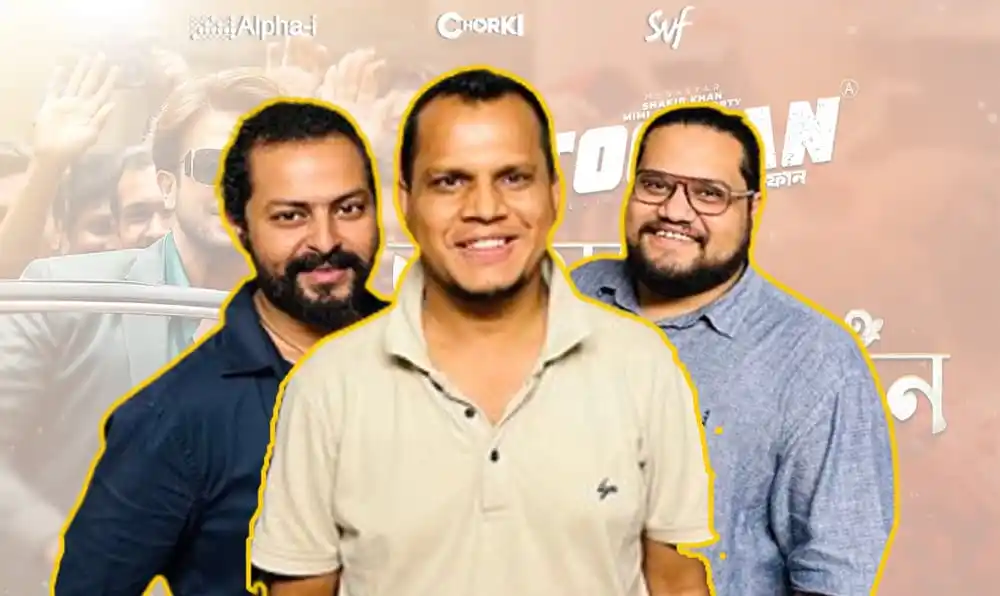 তুফান'র গানে সুদিনের কথা নিয়ে আলোচনা করছে তিনজন ব্যক্তি. Channel i News - চ্যানেল আই নিউজ