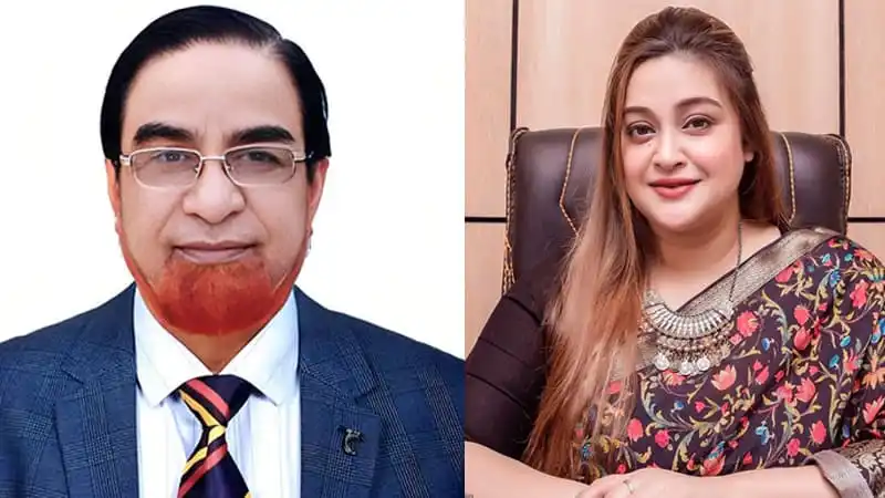 দুই ব্যক্তির পোর্ট্রেট, পুরুষ ও নারী, পেশাদার পরিবেশে. Channel i News - চ্যানেল আই নিউজ