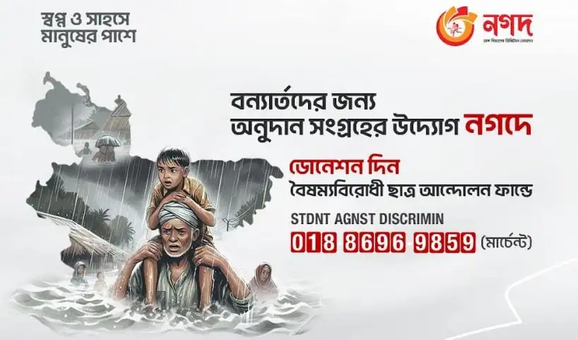 নদদুর্গতদের জন্য অনুদান সংগ্রহের জন্য চিত্র, বন্যার পরিস্থিতি দেখানো. Channel i News - চ্যানেল আই নিউজ