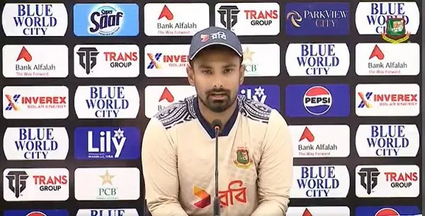 বাংলাদেশ ক্রিকেটার লিটন দাস সংবাদ সম্মেলনে বক্তব্য দিচ্ছেন।. Channel i News - চ্যানেল আই নিউজ