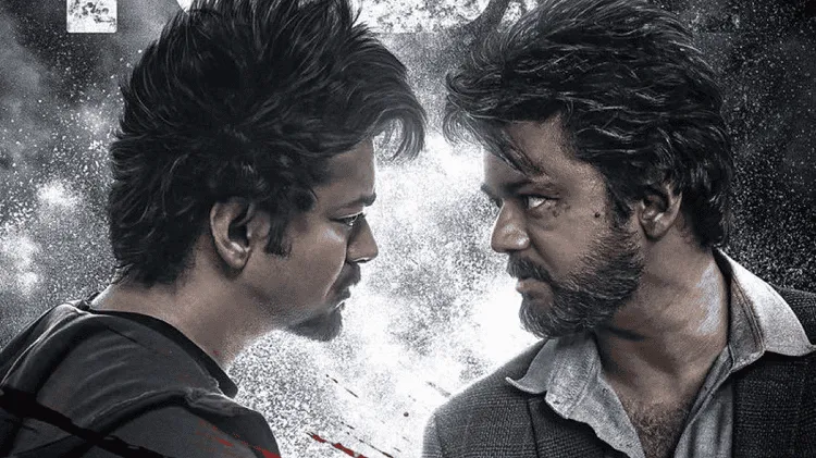 Two men face each other intensely in a dramatic scene from a Bengali film. Channel i News - চ্যানেল আই নিউজ