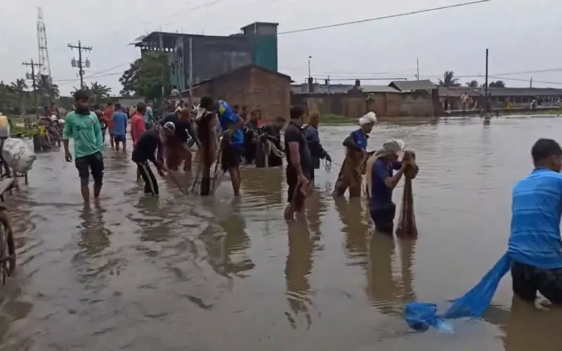 সাতক্ষীরায় নদীর বাঁধ ভেঙে নিম্নাঞ্চল প্লাবিত, মানুষ পানি থেকে জীবন রক্ষা করছে. Channel i News - চ্যানেল আই নিউজ