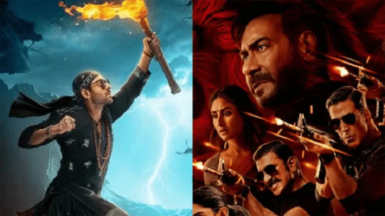 Two contrasting images: a woman with a torch and lightning, and a group of men with guns. Channel i News - চ্যানেল আই নিউজ