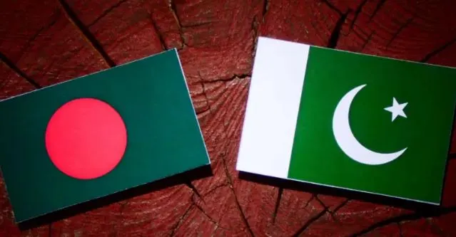 বাংলাদেশ ও পাকিস্তানের পতাকা পাশে রাখা, আন্তর্জাতিক সম্পর্কের প্রতীক. Channel i News - চ্যানেল আই নিউজ