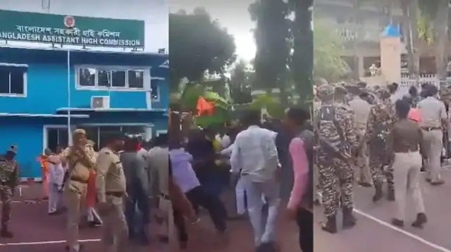 আগরতলায় বাংলাদেশ দূতাবাসে হামলা ও প্রতিবাদে বিক্ষোভের ছবি. Channel i News - চ্যানেল আই নিউজ