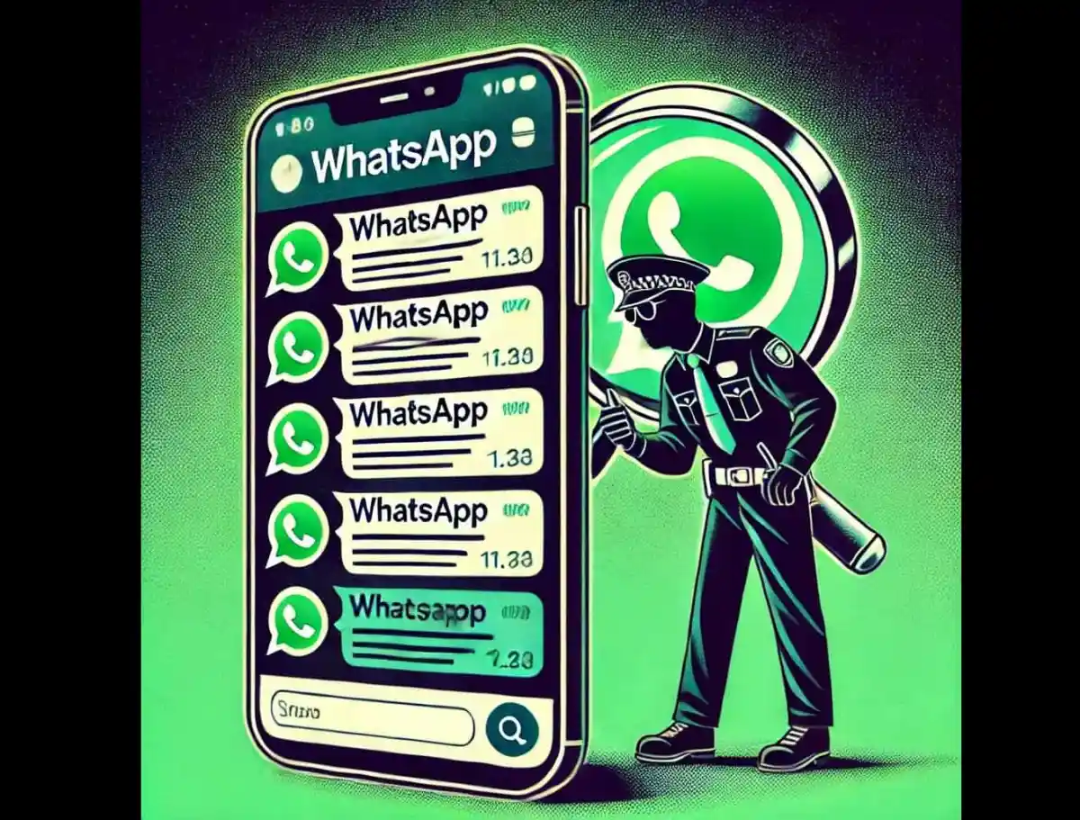 অভিযুক্ত একজন পুলিশ অফিসার মোবাইল স্ক্রিনে WhatsApp মেসেজ দেখছেন. Channel i News - চ্যানেল আই নিউজ