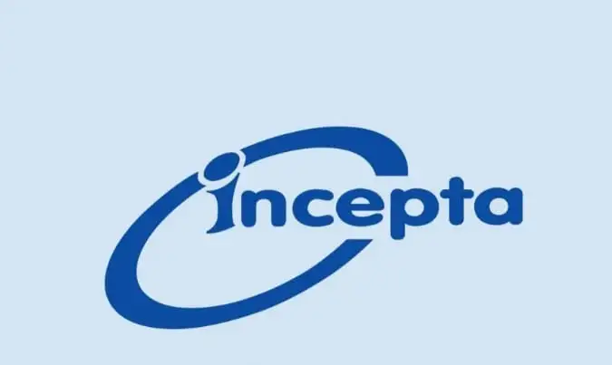 Incepta logo on a light blue background, pharmaceutical company branding. Channel i News - চ্যানেল আই নিউজ