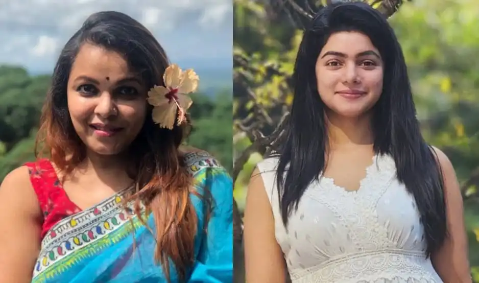 দুটি নারীর ছবি, একে অন্যের পাশে, প্রকৃতি পটভূমিতে. Channel i News - চ্যানেল আই নিউজ