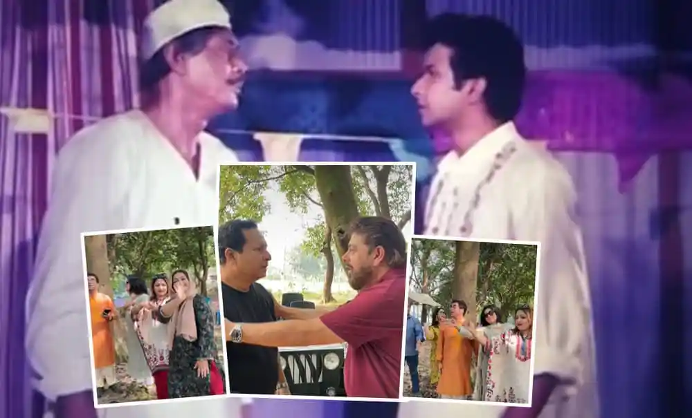 নাটকের দৃশ্যে দুই পুরুষের মুখোমুখি সংলাপ. Channel i News - চ্যানেল আই নিউজ