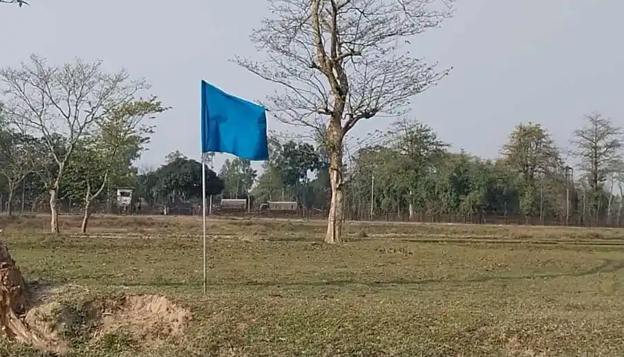 সীমান্তে একটি নীল পতাকা ও গাছের ছবি, নিরাপত্তা চিহ্নের জন্য. Channel i News - চ্যানেল আই নিউজ