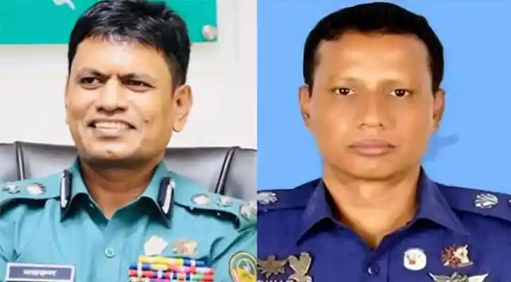 দুইজন পুলিশ কর্মকর্তা, একজন সাময়িক বরখাস্ত হয়েছেন, ছবি দুইটি।. Channel i News - চ্যানেল আই নিউজ