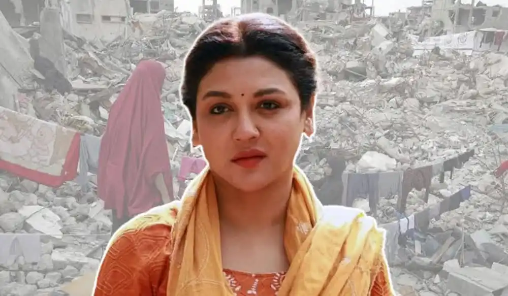 জয়া ফিলিস্তিন নিয়ে বিশ্ববাসীর কাছে প্রশ্ন রাখছেন, ধ্বংসস্তূপের মাঝে. Channel i News - চ্যানেল আই নিউজ