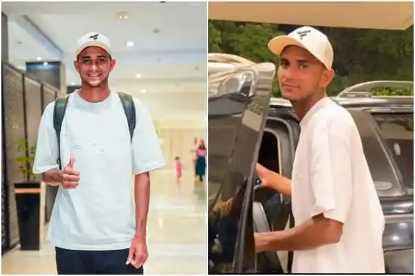 দুই যুবক, একটি বিমানবন্দরে, হাসিমুখে ছবি তুলছেন. Channel i News - চ্যানেল আই নিউজ