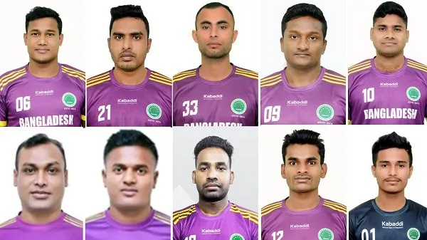 বাংলাদেশ প্রো কাবাডি দলের ১০ খেলোয়াড়ের ছবি, সবুজ ও গোলাপি জার্সিতে. Channel i News - চ্যানেল আই নিউজ