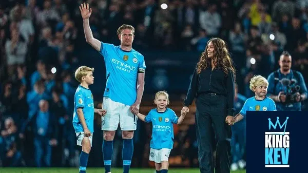 Manchester City football player with children and woman on the field. Channel i News - চ্যানেল আই নিউজ