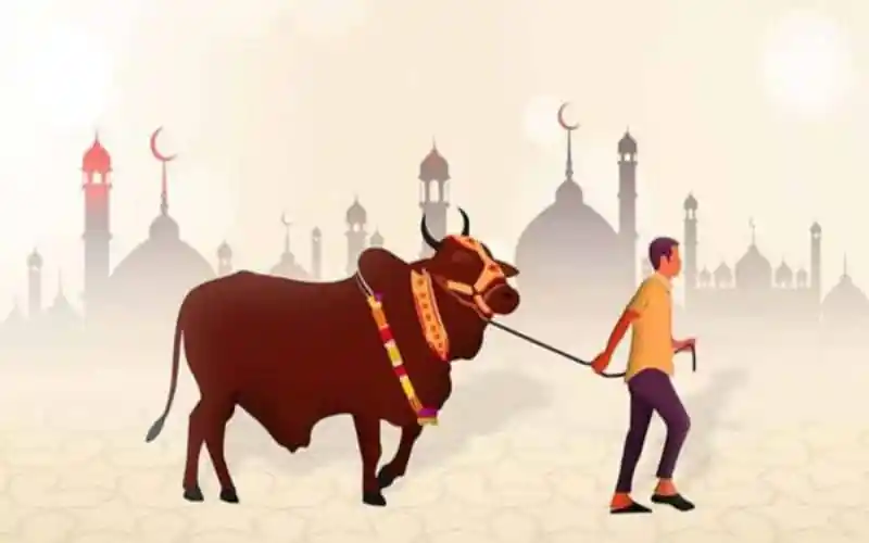 বকরীর সাথে একজন যুবক, মুসলিম স্থাপত্যের পটভূমিতে. Channel i News - চ্যানেল আই নিউজ