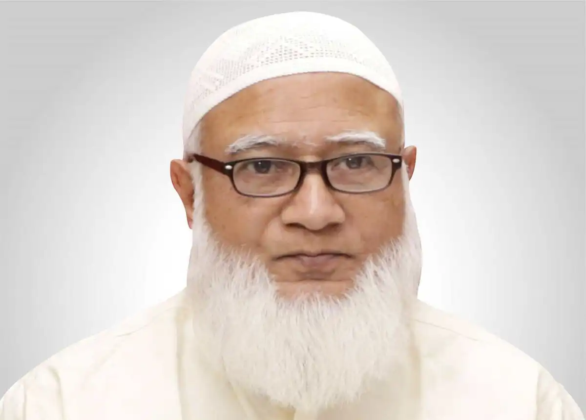 জামায়াত আমিরের ছবি, মুসলিম ধর্মীয় পোশাক পরিহিত, শুভেচ্ছা বার্তা. Channel i News - চ্যানেল আই নিউজ