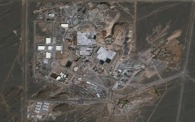 Satellite image of Iran's nuclear facility with surrounding infrastructure. Channel i News - চ্যানেল আই নিউজ