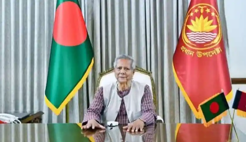 প্রধান উপদেষ্টার সঙ্গে বাংলাদেশ ও নেপালের পতাকা, বৈঠক চলাকালে. Channel i News - চ্যানেল আই নিউজ