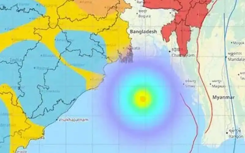 বঙ্গোপসাগরে চারটি ভূমিকম্পের কেন্দ্রের মানচিত্র. Channel i News - চ্যানেল আই নিউজ