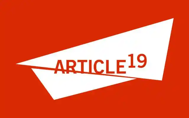 ARTICLE 19 logo on red background promoting press freedom. Channel i News - চ্যানেল আই নিউজ
