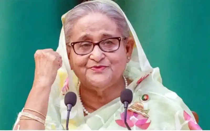 শেখ হাসিনা বক্তৃতা দিচ্ছেন, আওয়ামী লীগের নেত্রী. Channel i News - চ্যানেল আই নিউজ