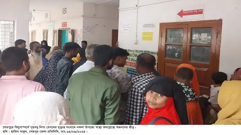 শেরপুরে বিদ্যুৎস্পর্শে গৃহবধু নিহতের খবর, স্থানীয় লোকজনের ভিড়. Channel i News - চ্যানেল আই নিউজ