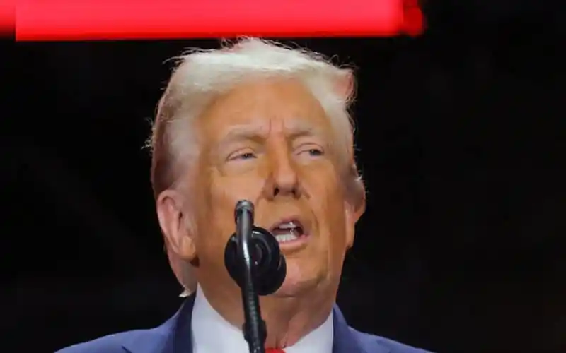 Former US President Donald Trump speaking at an event. Channel i News - চ্যানেল আই নিউজ