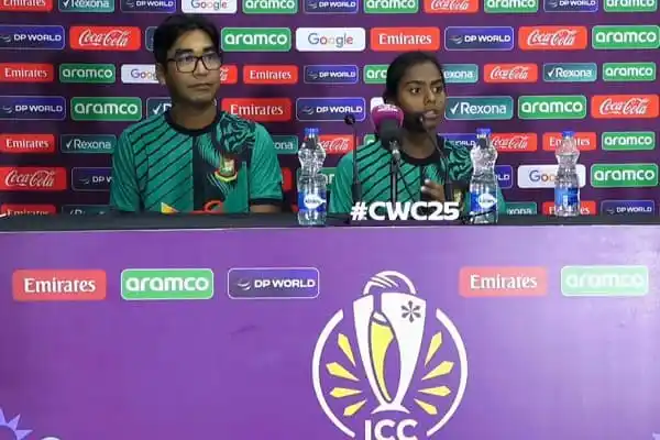 বাংলাদেশ ক্রিকেট দলের দুই খেলোয়াড় সংবাদ সম্মেলনে অংশগ্রহণ করছেন. Channel i News - চ্যানেল আই নিউজ