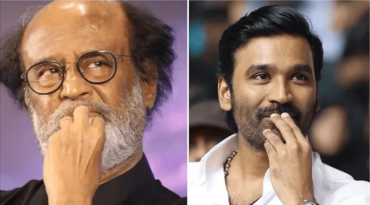 রজনীকান্ত ও ধানুশের ছবি, দুজনেই ভাবুক মুখাবয়ব দেখাচ্ছেন. Channel i News - চ্যানেল আই নিউজ