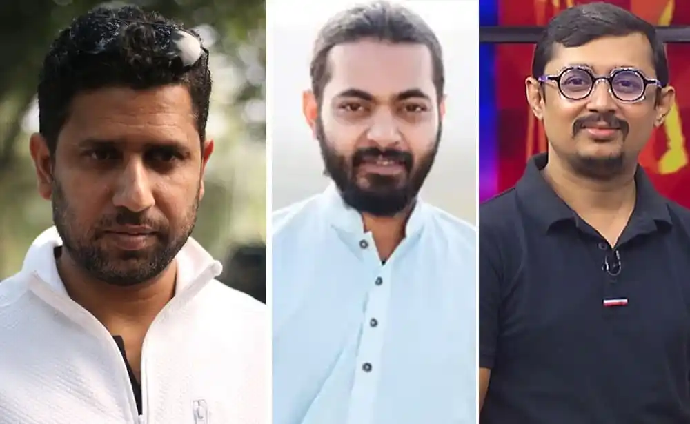 তিনজন ব্যক্তির ছবি, সবাই হাসিমুখে, পটভূমিতে বিভিন্ন সেটিংস. Channel i News - চ্যানেল আই নিউজ