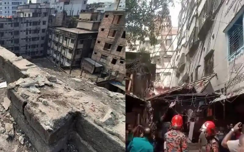 ভূমিকম্পে ধ্বংসপ্রাপ্ত ভবনের ধ্বংসাবশেষ ও ক্ষতিগ্রস্ত ভবন. Channel i News - চ্যানেল আই নিউজ