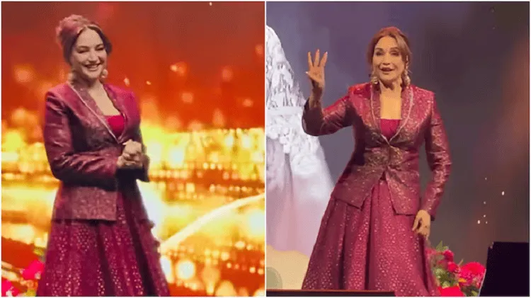 মাধুরী দীক্ষিত লাইভ শোতে দেরিতে আসার জন্য দর্শকদের সঙ্গে কথা বলছেন. Channel i News - চ্যানেল আই নিউজ