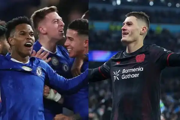 Chelsea and Bayern players celebrating after a match, smiling and embracing. Channel i News - চ্যানেল আই নিউজ