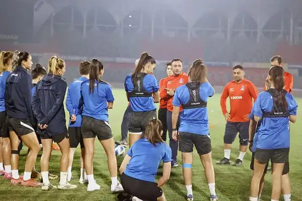 বাংলাদেশ নারী ফুটবল দল অনুশীলনরত অবস্থায় মাঠে প্রস্তুতি নিচ্ছে. Channel i News - চ্যানেল আই নিউজ