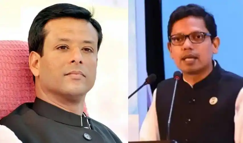 দুইজন ব্যক্তি সংবাদ সম্মেলনে বক্তৃতা দিচ্ছেন. Channel i News - চ্যানেল আই নিউজ