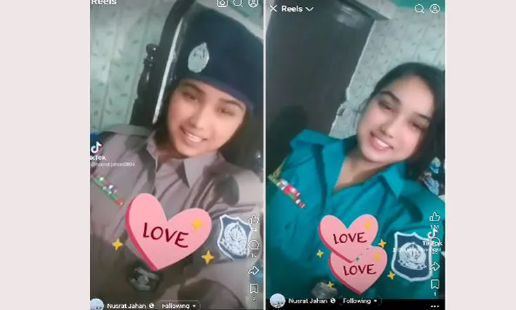 পুলিশ স্বামীর পোশাক পরে স্ত্রীর টিকটক, কনস্টেবল প্রত্যাহার