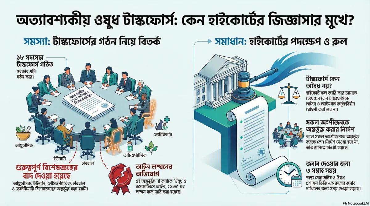 অত্যাবশ্যকীয় ওষুধের তালিকা প্রণয়নে গঠিত টাস্কফোর্স নিয়ে হাইকোর্টের রুল